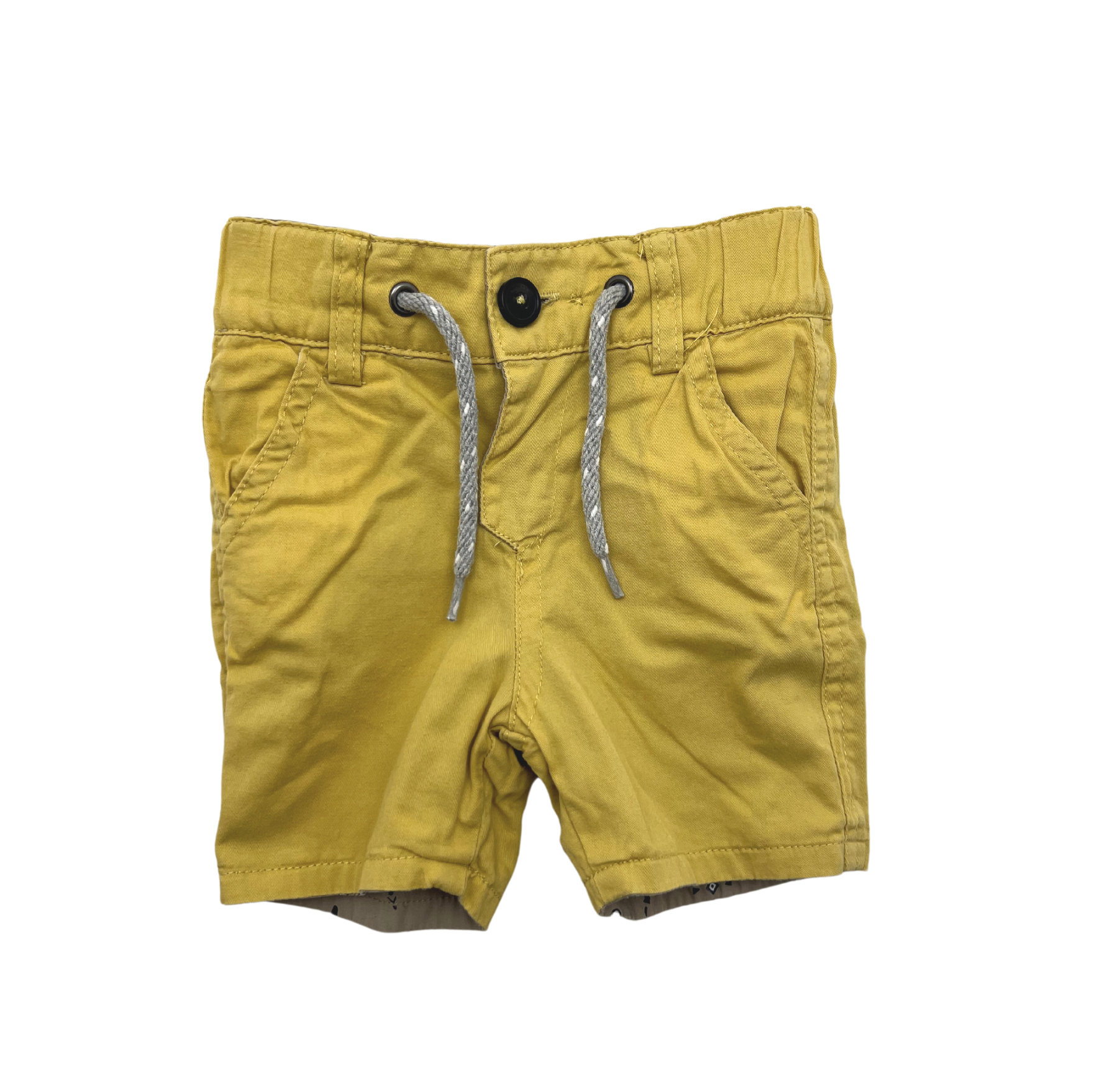 IKKS - Yellow/Beige Reversible Bermuda Shorts with Cactus - 3 months