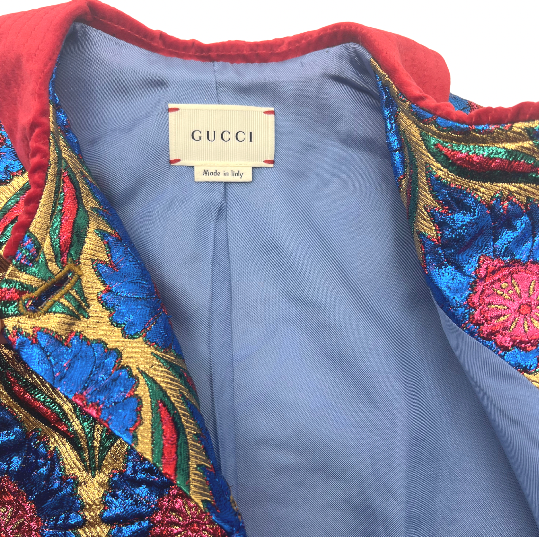 GUCCI - Straight jacket with flower patterns and velvet collar - 3 years old