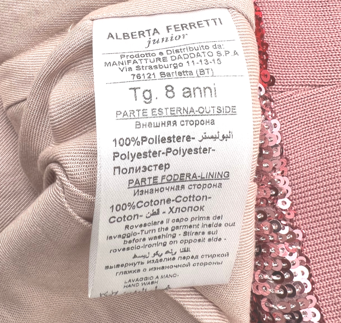 ALBERTA FERRETTI - Jupe à paillettes rose & rouge - 8 ans