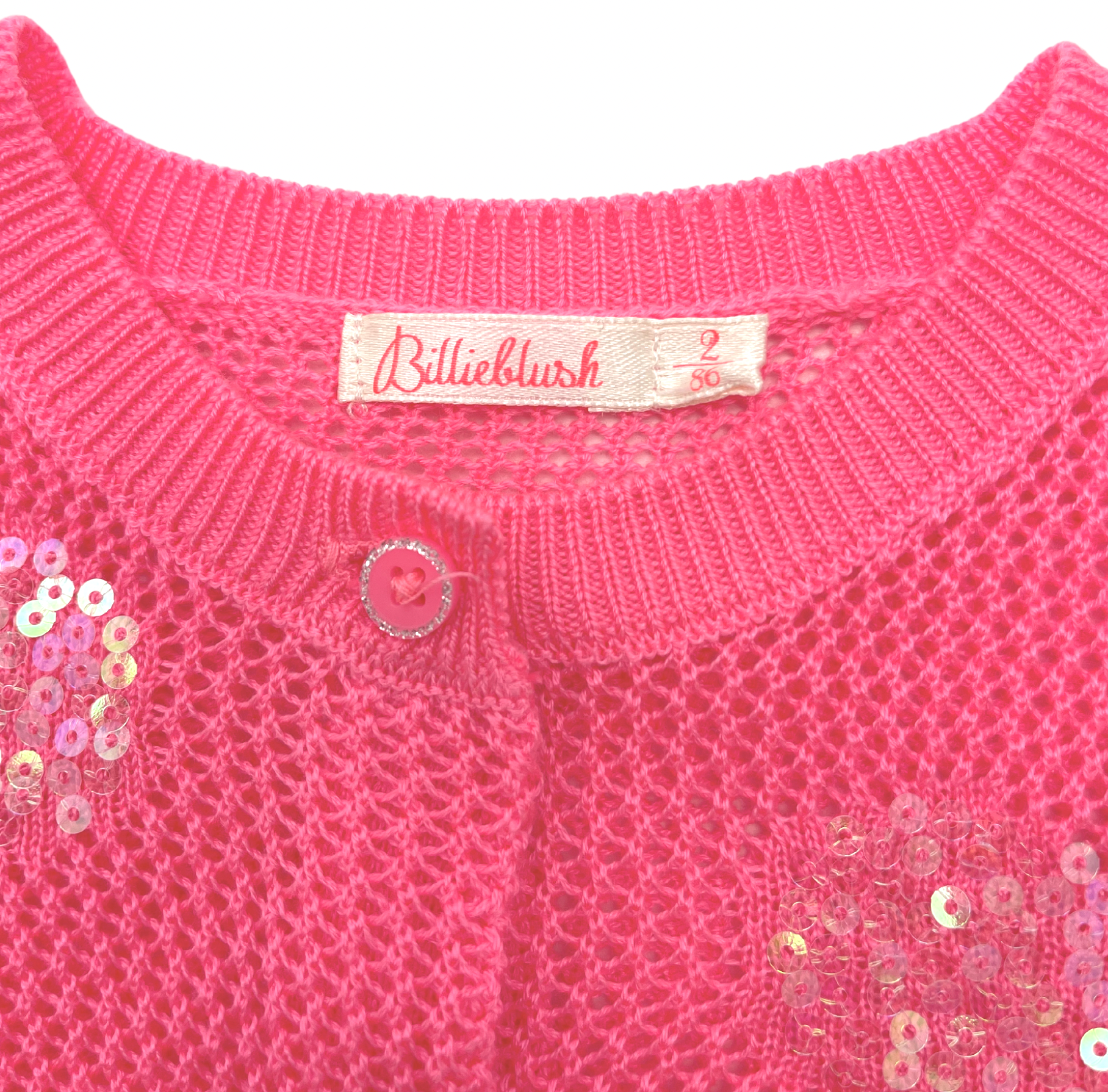 BILLIE BLUSH - Pink cardigan with sequin hearts - 2 years old
