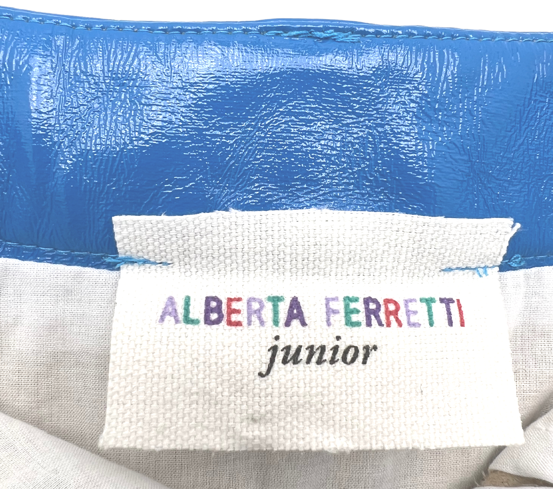 ALBERTA FERRETTI - Jupe vinyle bleu - 4 ans