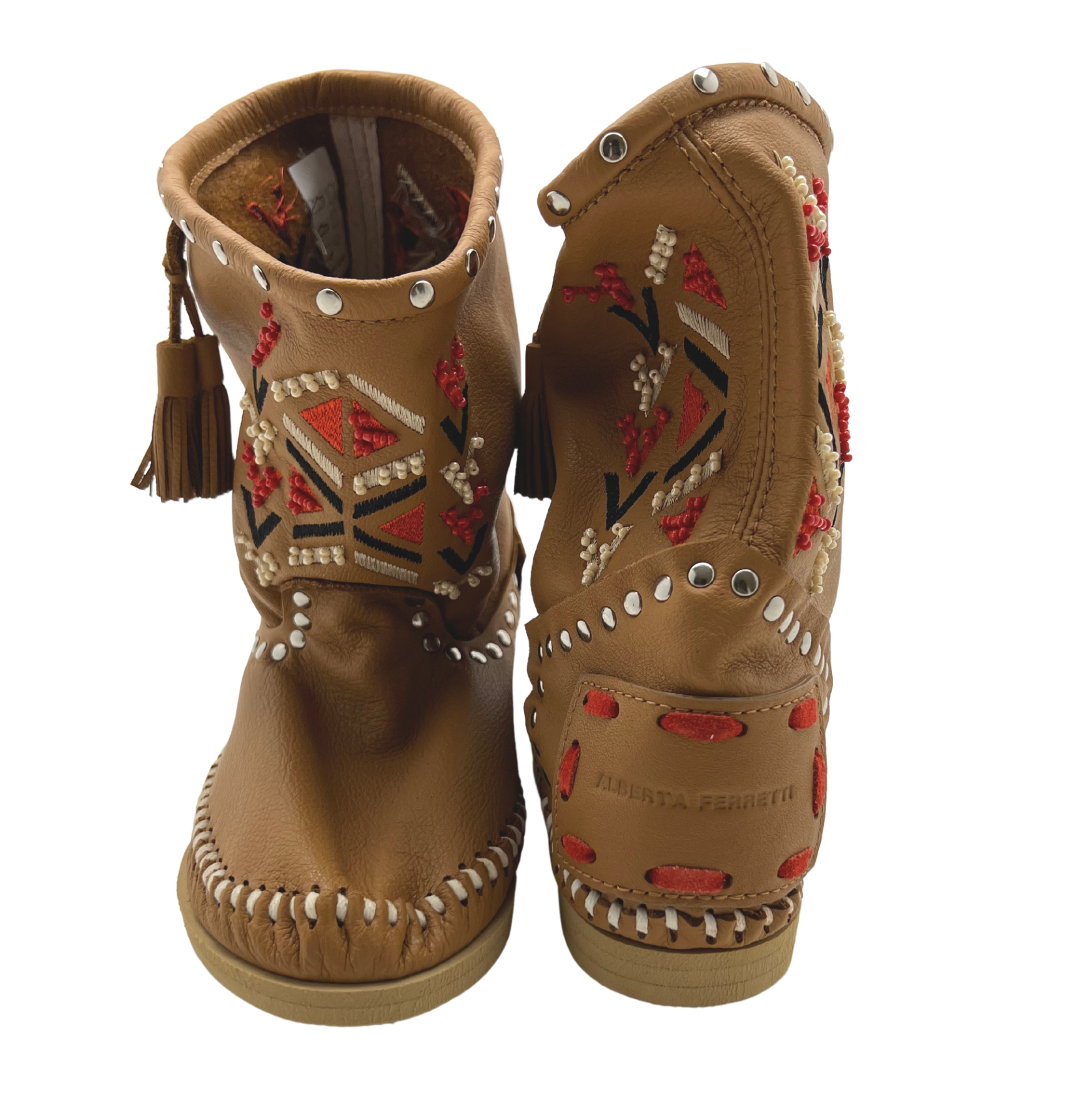 ALBERTA FERRETTI - Camel leather ankle boots - 31