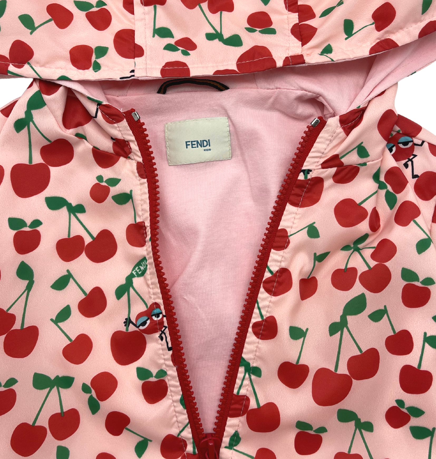 FENDI - Pink &amp; red cherries hooded jacket - 7 years old
