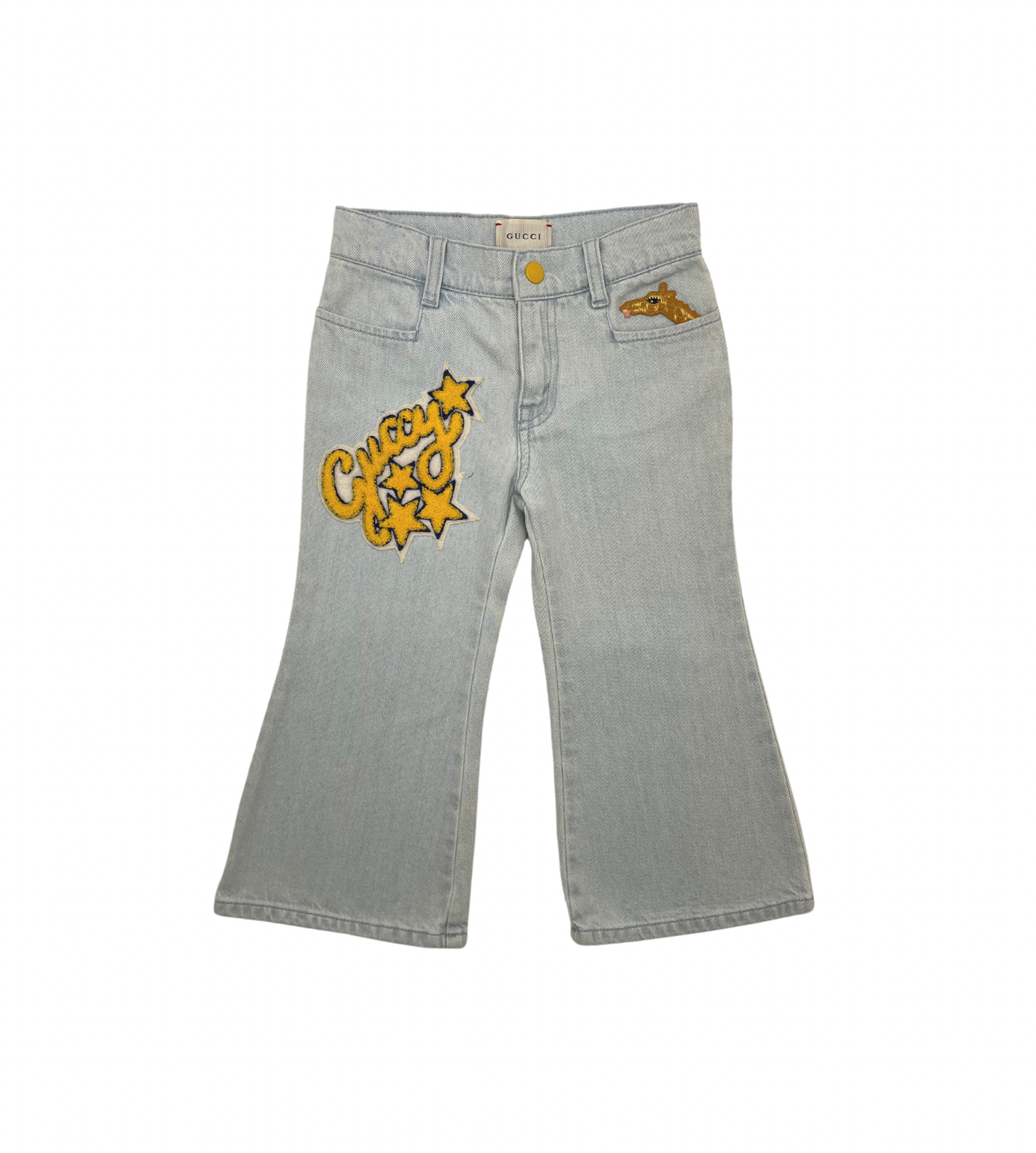 GUCCI - Light blue jeans with yellow patches - 4 years old
