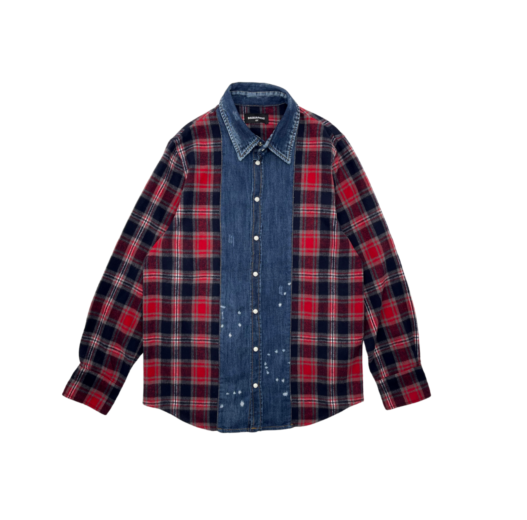 DSQUARED2 - Plaid flannel shirt with denim patch - 12 years