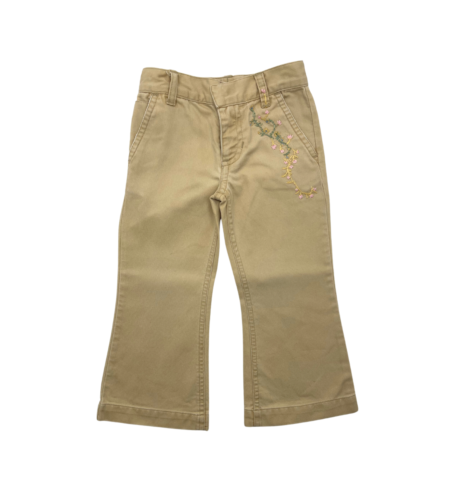 RALPH LAUREN - Beige pants with flower embroidery - 2 years old