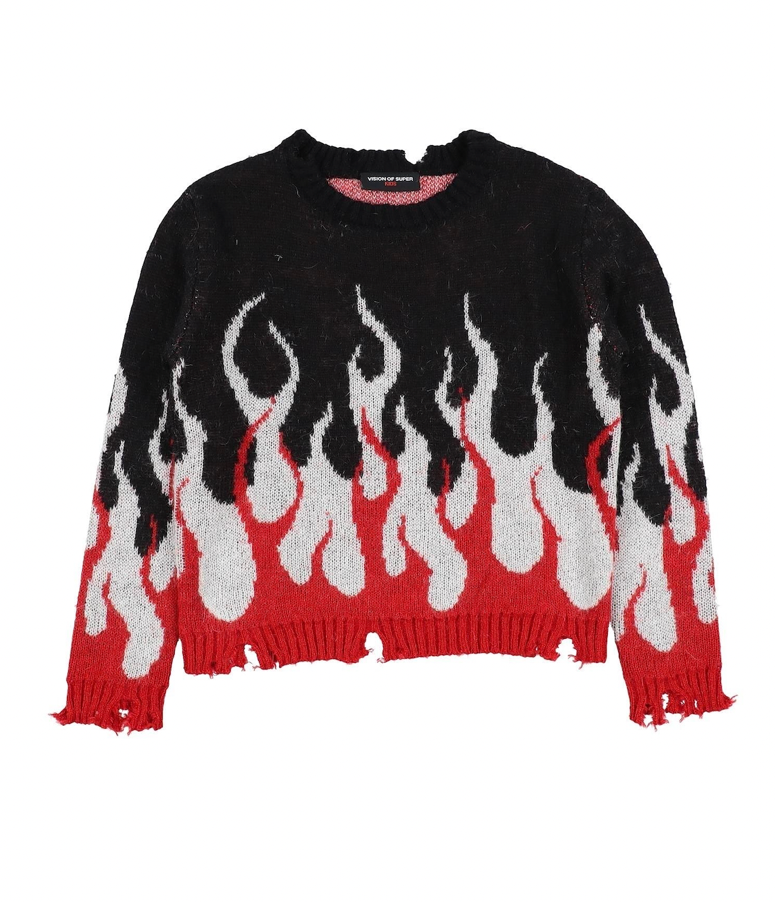 VISION OF SUPER - Black jumper with red &amp; white flames - 12 years old