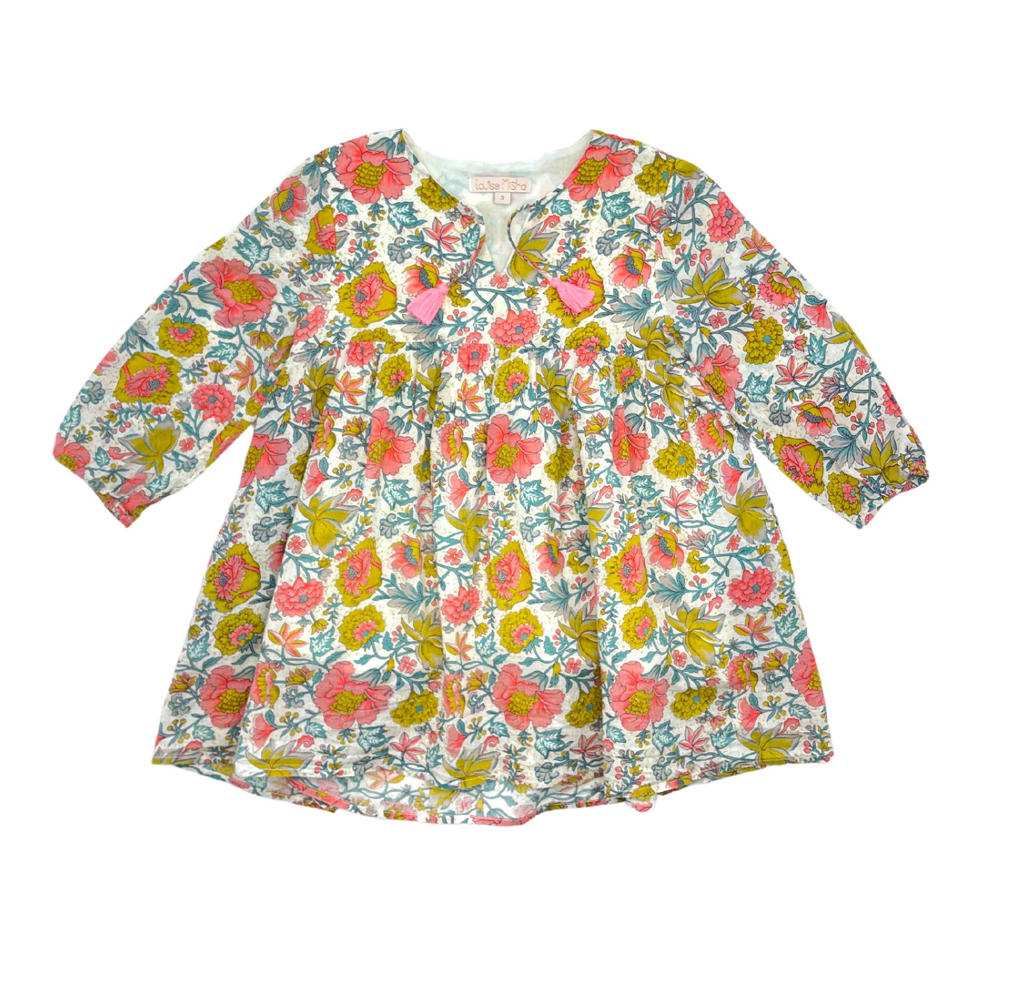 LOUISE MISHA - Floral dress with pompoms - 3 years old