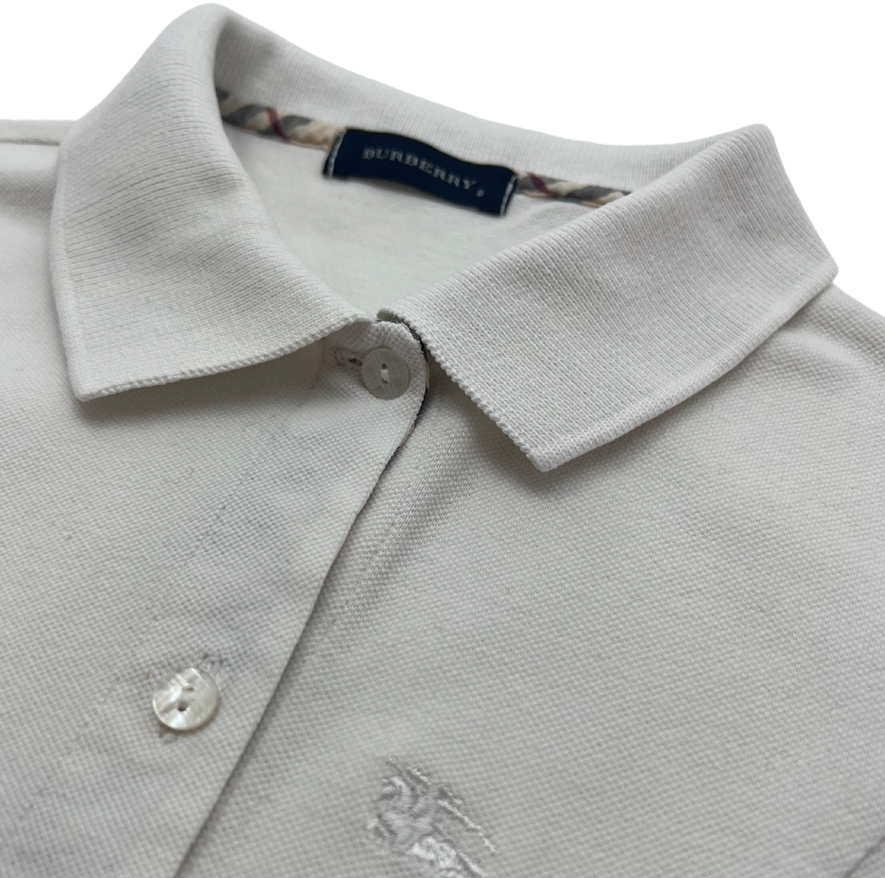 BURBERRY - White polo dress with vintage check - 8 years old