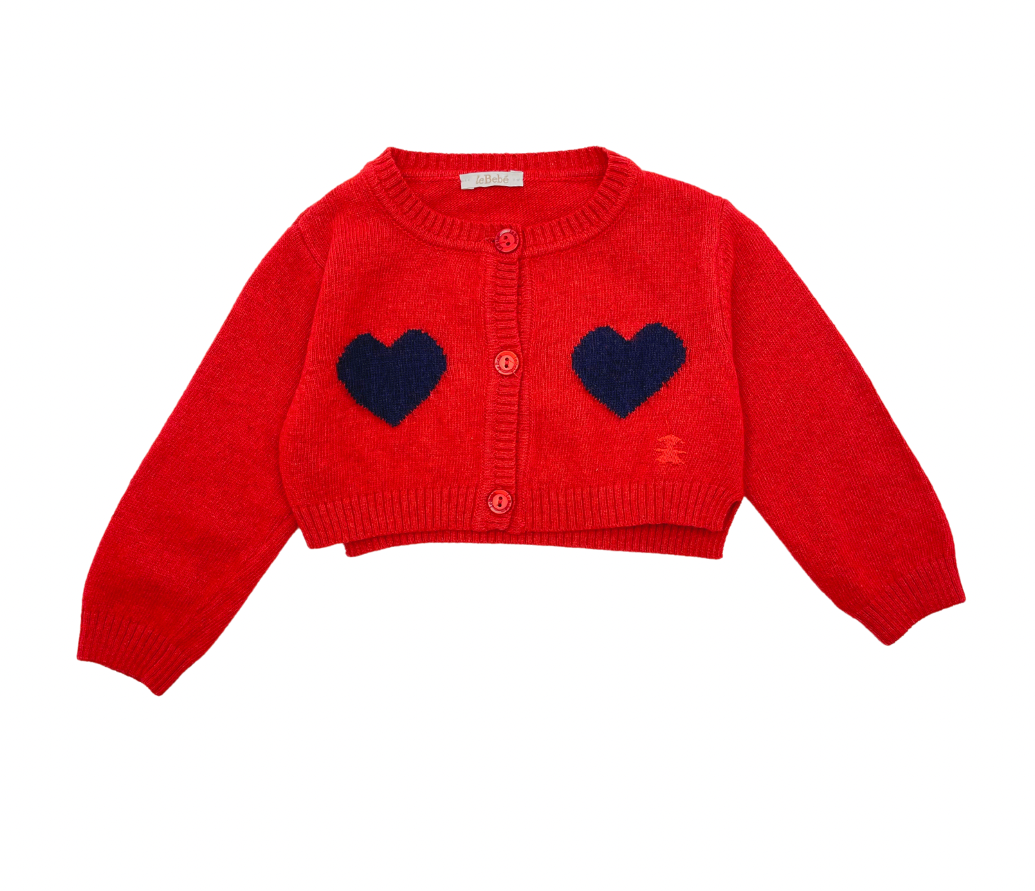 LE BABE - Red cardigan with hearts - 6 months