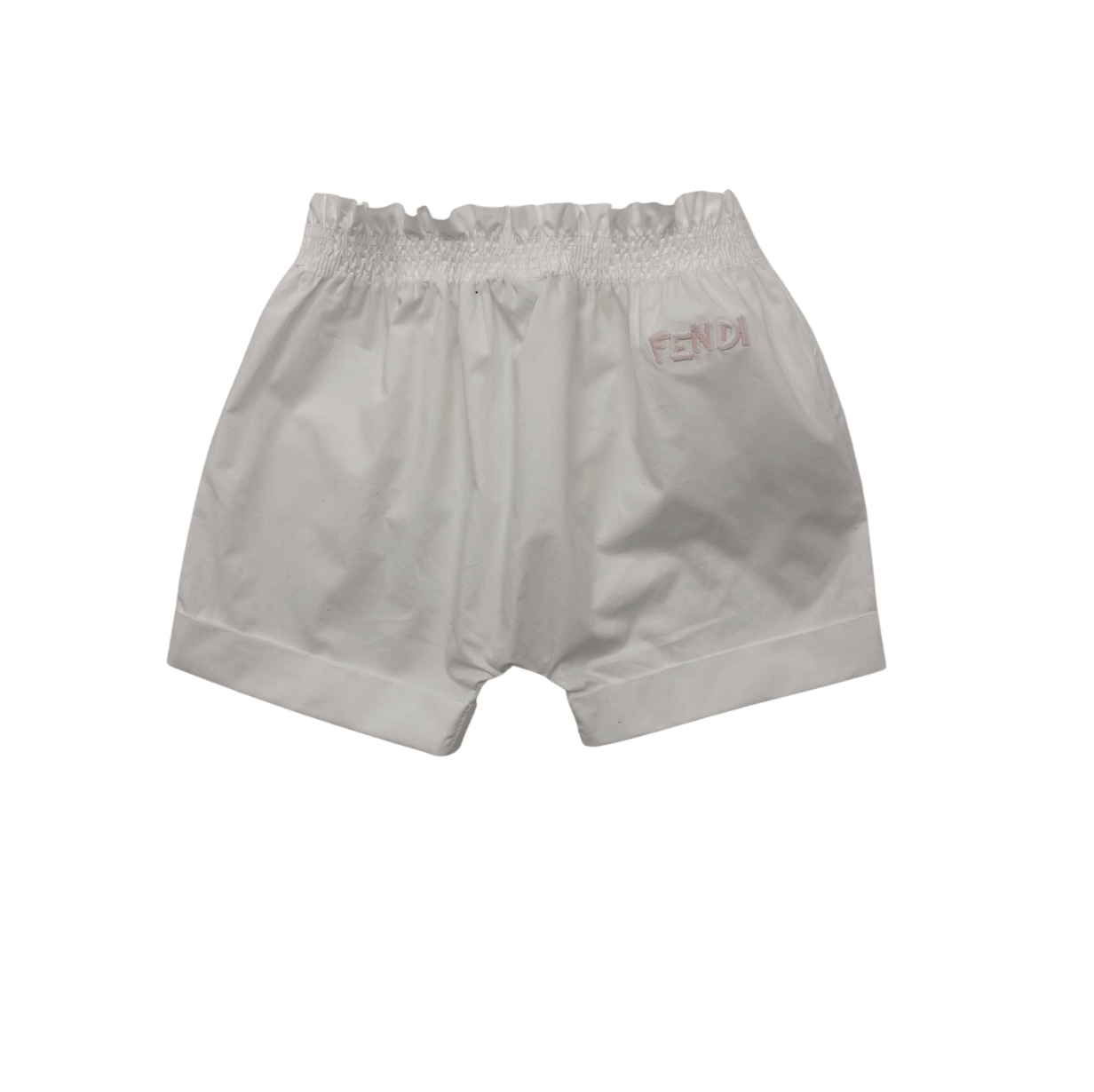 FENDI - White shorts with pink embroidery and logo - 3 months