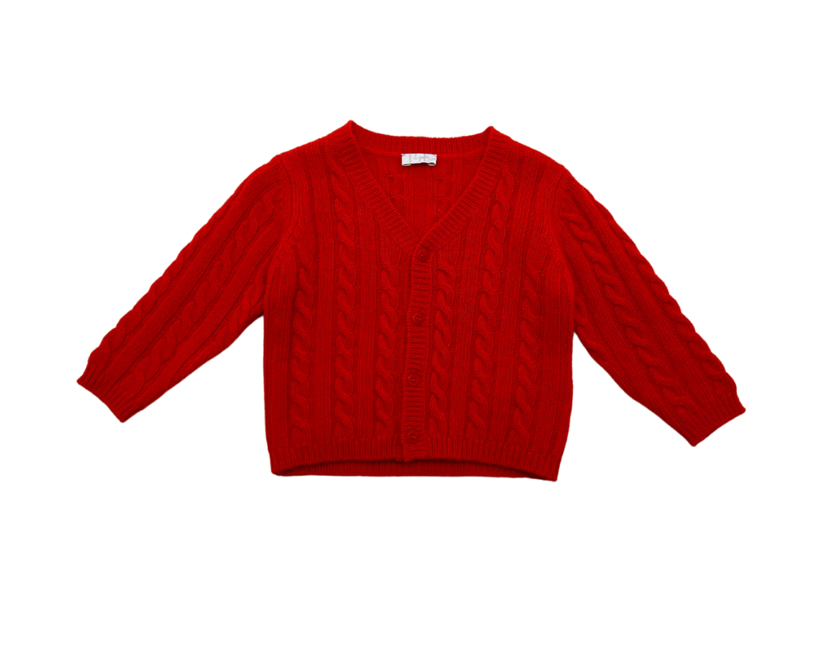 IL GUFO - Pull en laine torsadé rouge - 9 mois