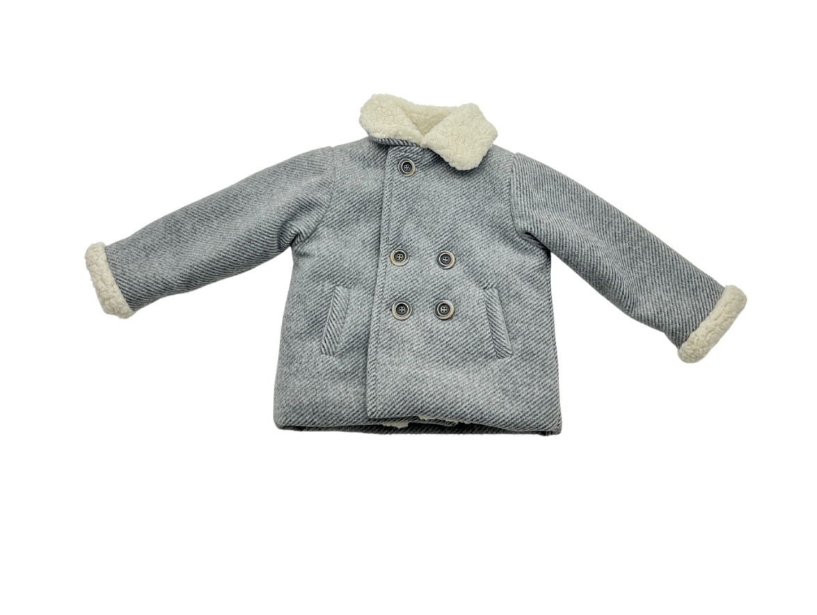 ALETTA - Gray coat with fur collar - 3 months