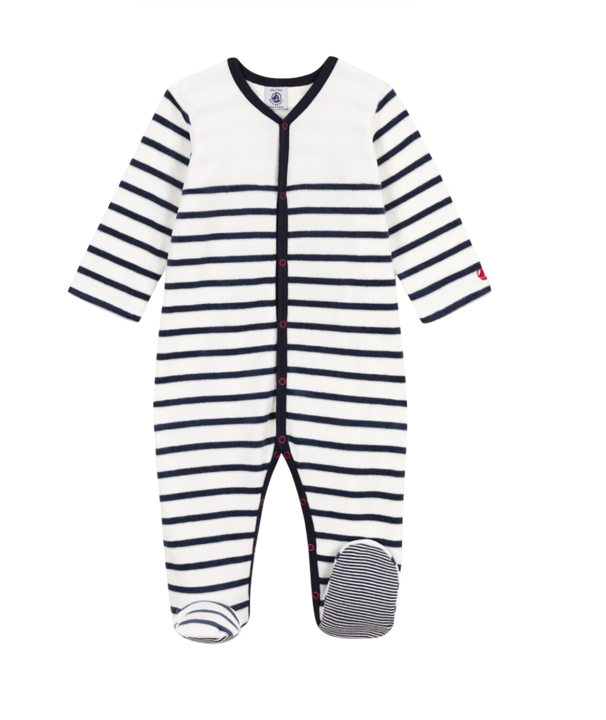 PETIT BATEAU - Pyjama rayé bleu & blanc - 3 mois