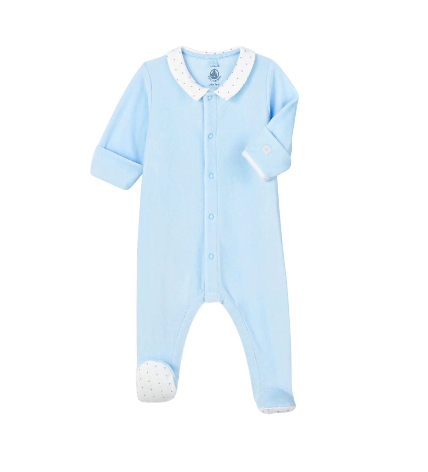 PETIT BATEAU - Pyjama velours bleu - 12 mois