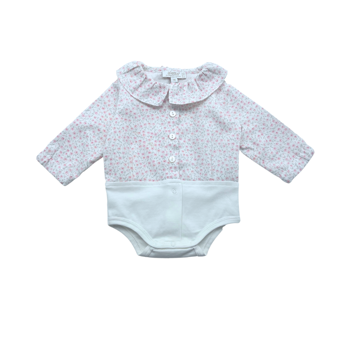 ALETTA - Bodysuit with light pink flowers - 1 month old