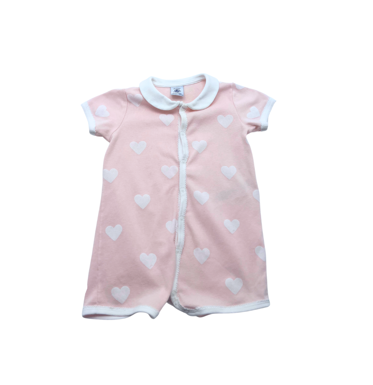 PETIT BATEAU - Pink pajamas with hearts - 12 months